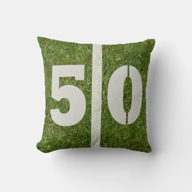 Football Field 50th Birthday Yard Throw Pillow (Front)
