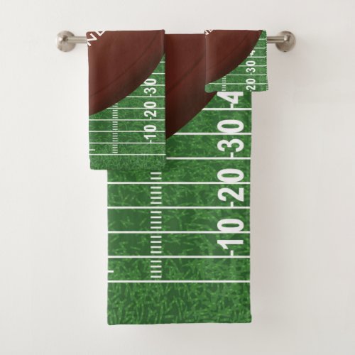 Football Field and Ball Design Bath Towel Set