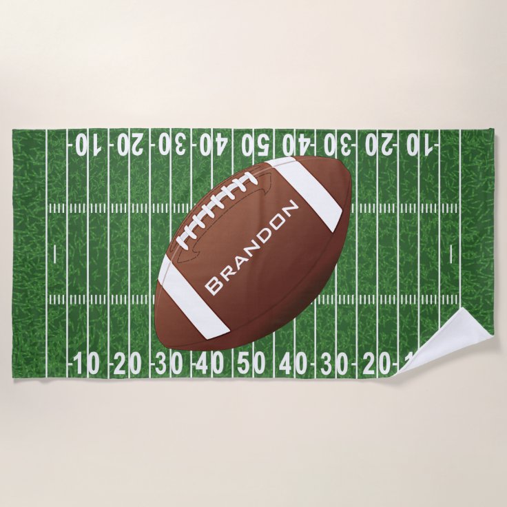 Football Field and Football Design Beach Towel | Zazzle