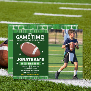 Football Field Birthday boy with Photo Invitation