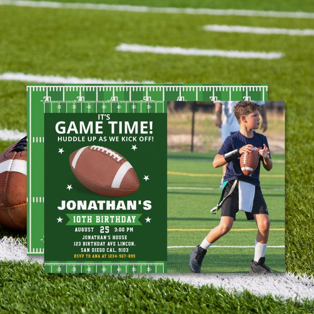  Football Field Birthday boy with Photo Invitation (Creator Uploaded)