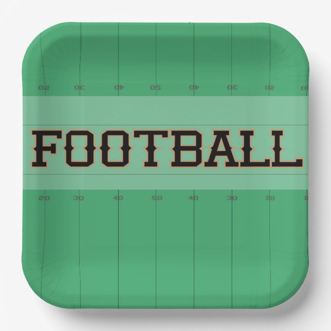 Football Field Championship Square Paper Plates (Front)