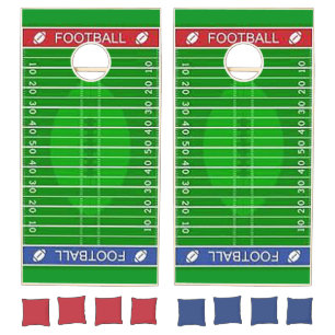 “Football Field” Custom Natural Wood Corn Hole Set
