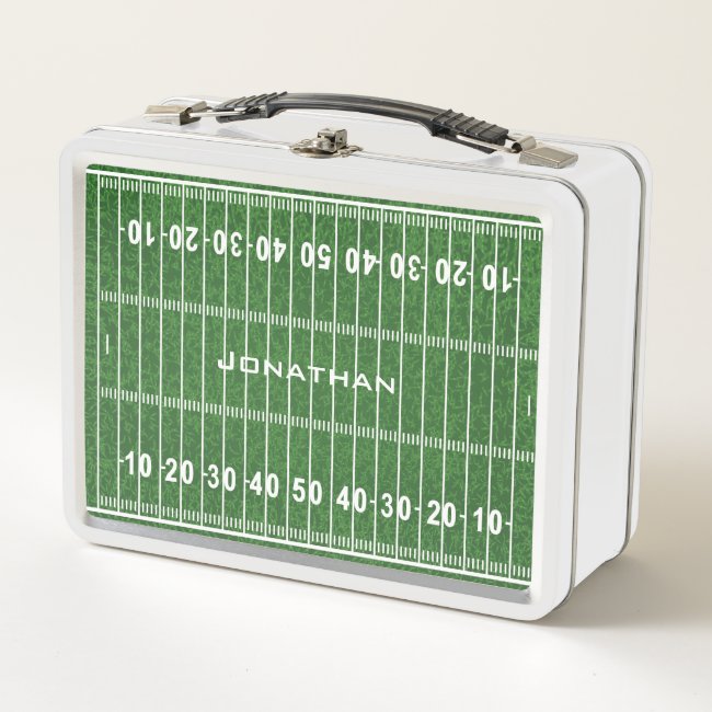 Football Field Design Metal Lunchbox