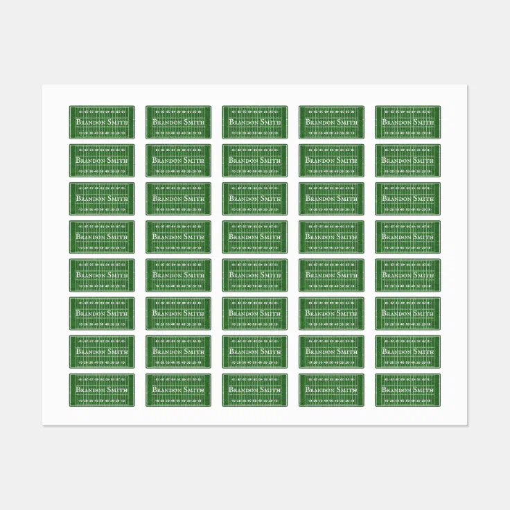 Football Field Design Name Tags Labels | Zazzle