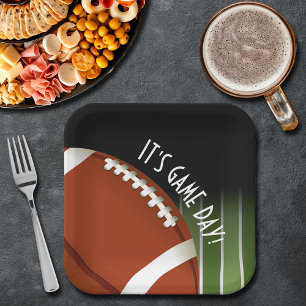 Football Field Game Day Square Paper Plates