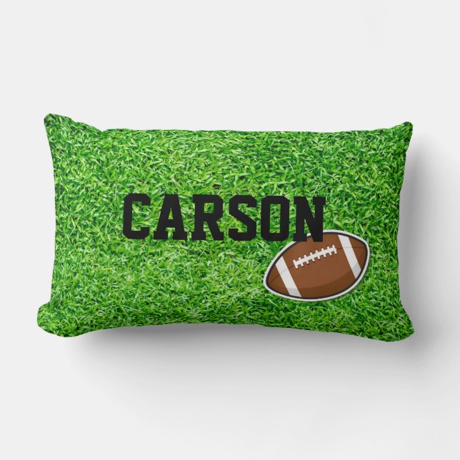 Football Field Grass Sports NAME Ball Fun Lumbar Pillow (Front)