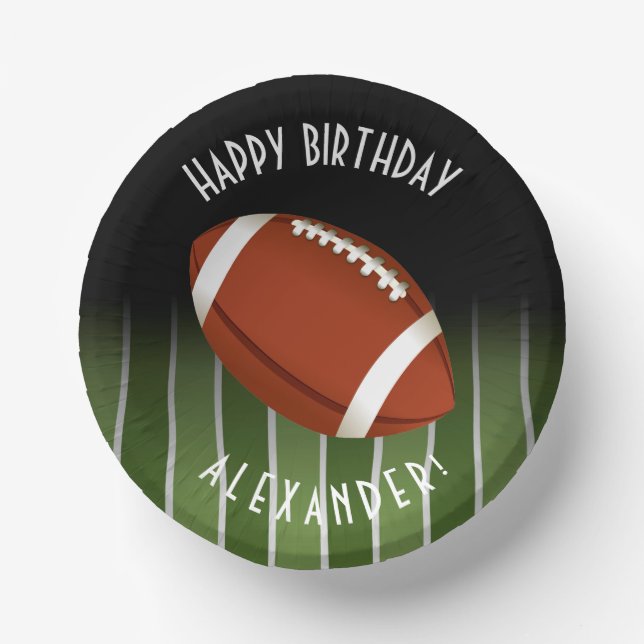 Football Field Happy Birthday Personalized Paper Bowls (Front)