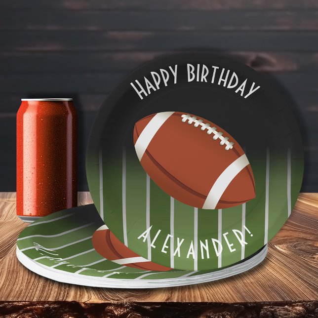 Football Field Happy Birthday Personalized Paper Plates (Creator Uploaded)