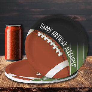 Football Field Happy Birthday Personalized Paper Plates