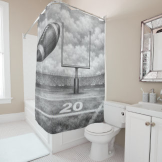 Football Field Pencil Sketch Shower Curtain