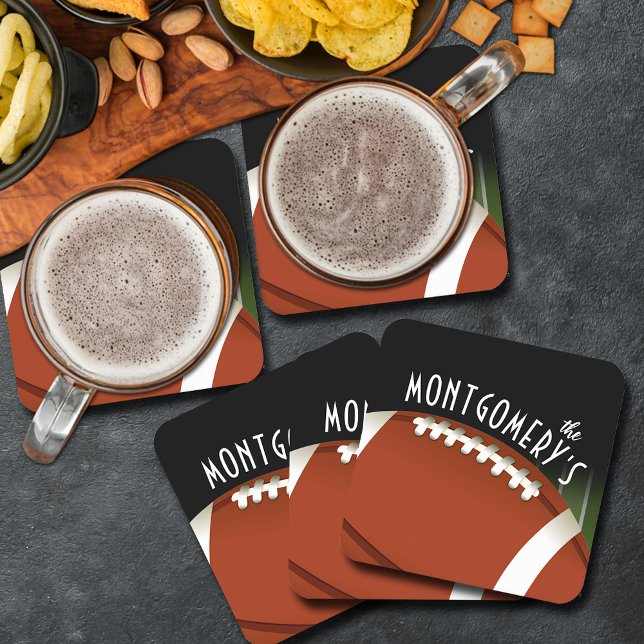 Football Field Personalized Square Paper Coaster (Football field personalized square paper coasters, perfect for the super sports fan)