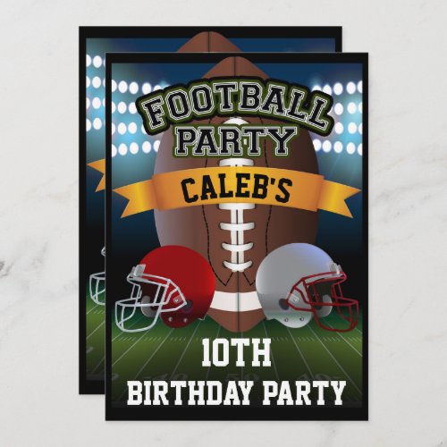 Football Field  Team Helmets Birthday Party Invitation
