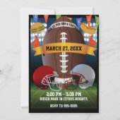 Football Field & Team Helmets Birthday Party Invitation (Back)