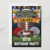 Football Field & Team Helmets Birthday Party Invitation (Front)