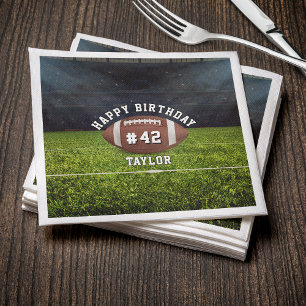 Football Field Team Number Sports Happy Birthday Napkins