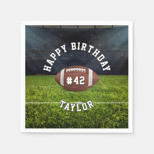Football Field Team Number Sports Happy Birthday Napkins