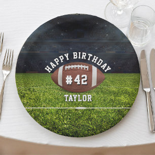 Football Field Team Number Sports Happy Birthday Paper Plates