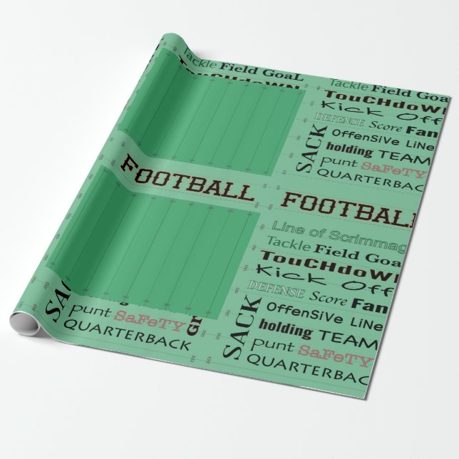 Football Field Typography Wrapping Paper (Unrolled)