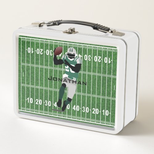 Football Field with Running Back Metal Lunchbox