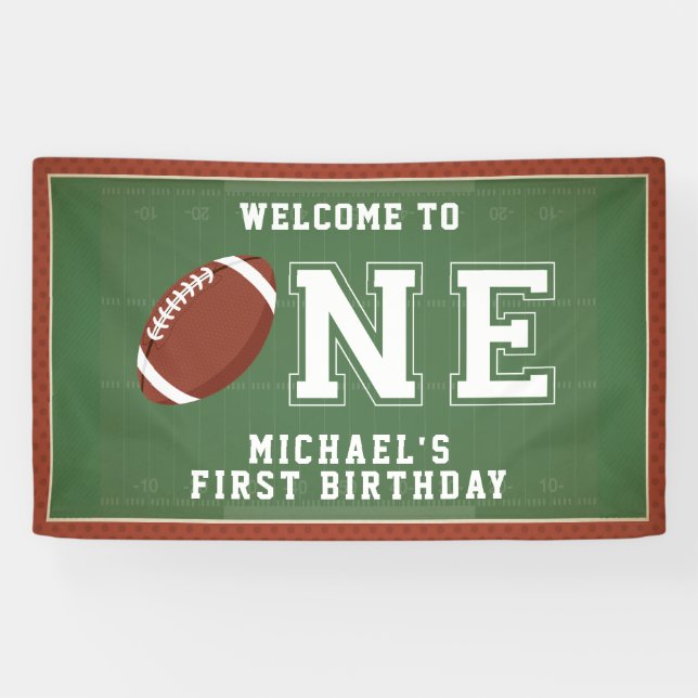 Football First Birthday Banner (Horizontal)