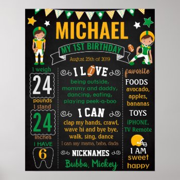 Football First Birthday Chalkboard Sign by 10x10us at Zazzle