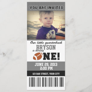 Football First Birthday _ GREY/BLACK Invitation