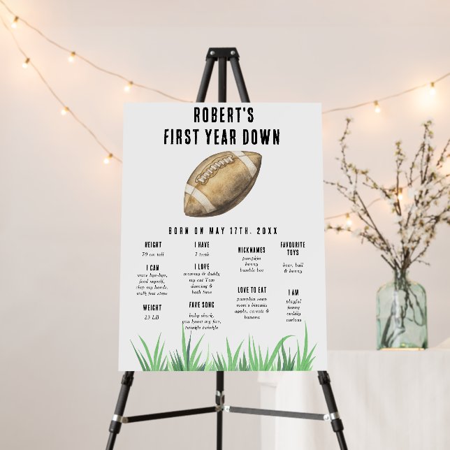 Football First Birthday Milestone Birthday Foam Board (In Situ (Stand))