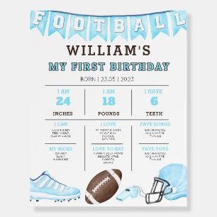 Football First Birthday Milestones Sign