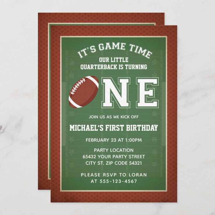 Football First Birthday Party Invitation | Zazzle