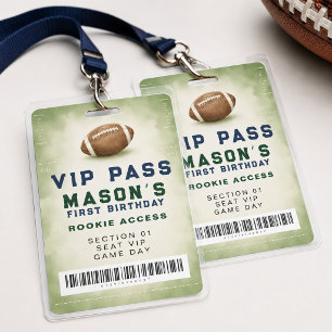 Football First Birthday VIP Pass Guest Badge