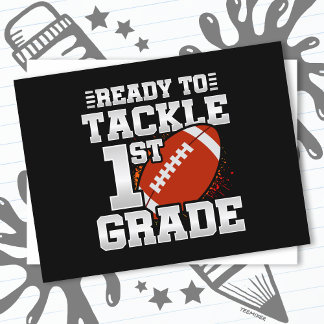 Football First Day 1st Grade Back To School Postcard
