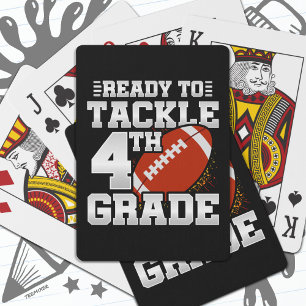 Football First Day 4th Grade Back To School Poker Cards
