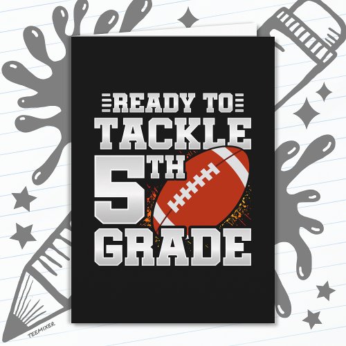 Football First Day 5th Grade Back To School Card