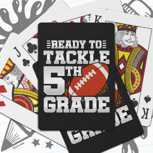 Football First Day 5th Grade Back To School Poker Cards