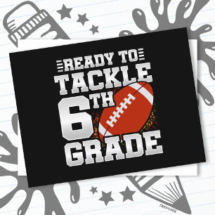 Football First Day 6th Grade Back To School Postcard