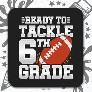 Football First Day 6th Grade Back To School Square Sticker