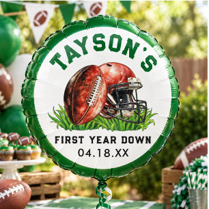 Football First Year Down 1st Birthday Balloon