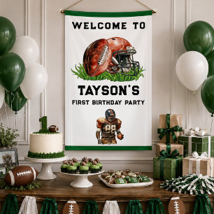 Football First Year Down 1st Birthday  Banner
