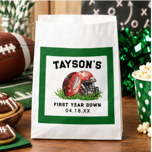 Football First Year Down 1st Birthday Favor Bag