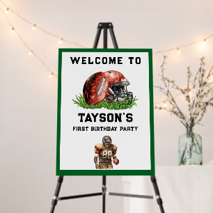 Football First Year Down 1st Birthday  Foam Board