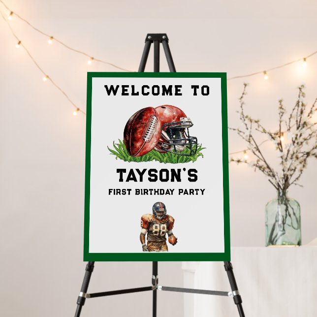 Football First Year Down 1st Birthday  Foam Board (In Situ (Stand))