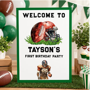 Football First Year Down 1st Birthday Foam Board