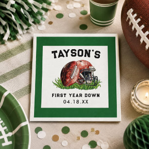 Football First Year Down 1st Birthday Napkins