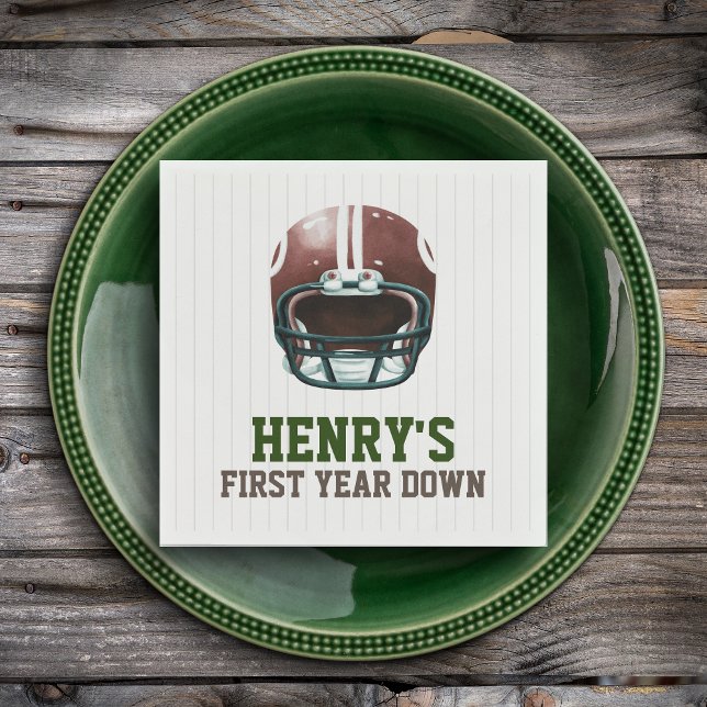 Football First Year Down 1st birthday Napkins (First year down - personalized birthday napkins)