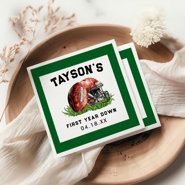 Football First Year Down 1st Birthday Napkins (Creator Uploaded)