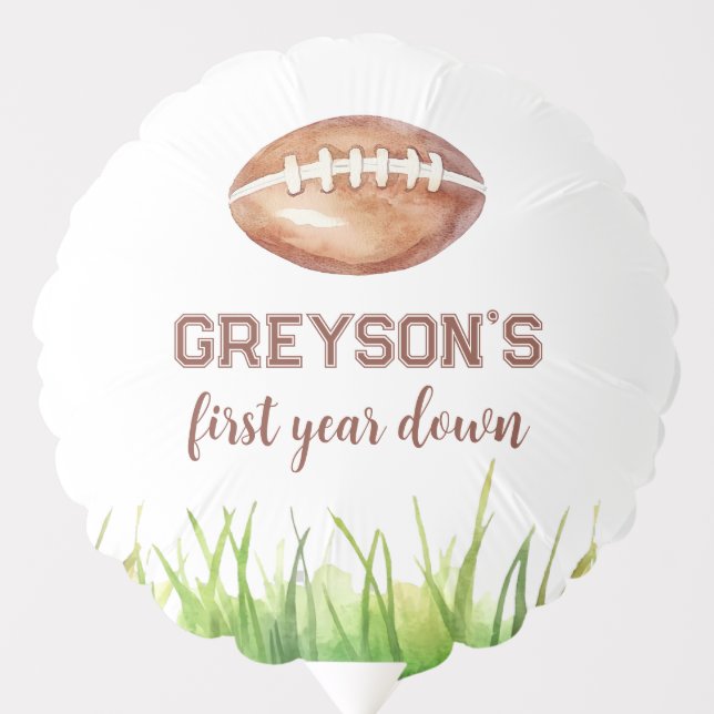 Football First Year Down 1st Birthday Party Balloon (Front)