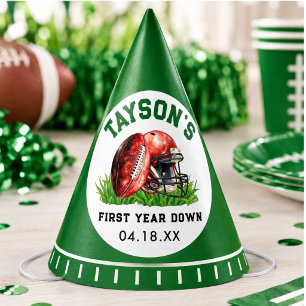 Football First Year Down 1st Birthday Party Hat