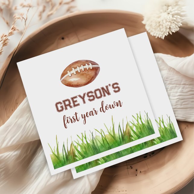 Football First Year Down 1st Birthday Party Napkins (Creator Uploaded)