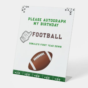 Football First Year Down 1st birthday Photograph Pedestal Sign